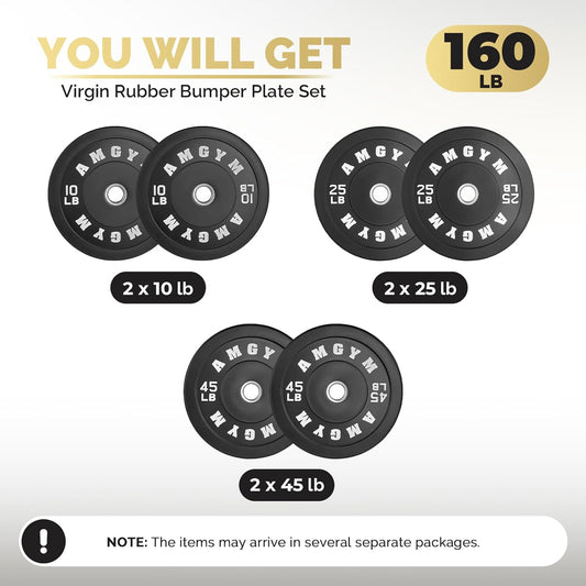 2 Inch Bumper Plates,10-500Lbs,Barbell Rubber Olympic Weight Plates Set for Home Gym, Strength Training & Weight Lifting, Multiple Options Colors