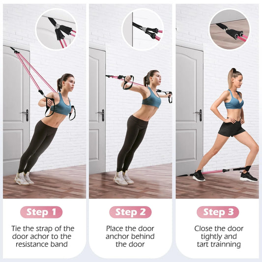 Pilates Bar Kit with Resistance Bands,Pilates Bar with Stackable Bands Workout Equipment for Legs,Hip,Waist and Arm,Exercise Fitness Equipment for Women & Men Home Gym Yoga Pilates