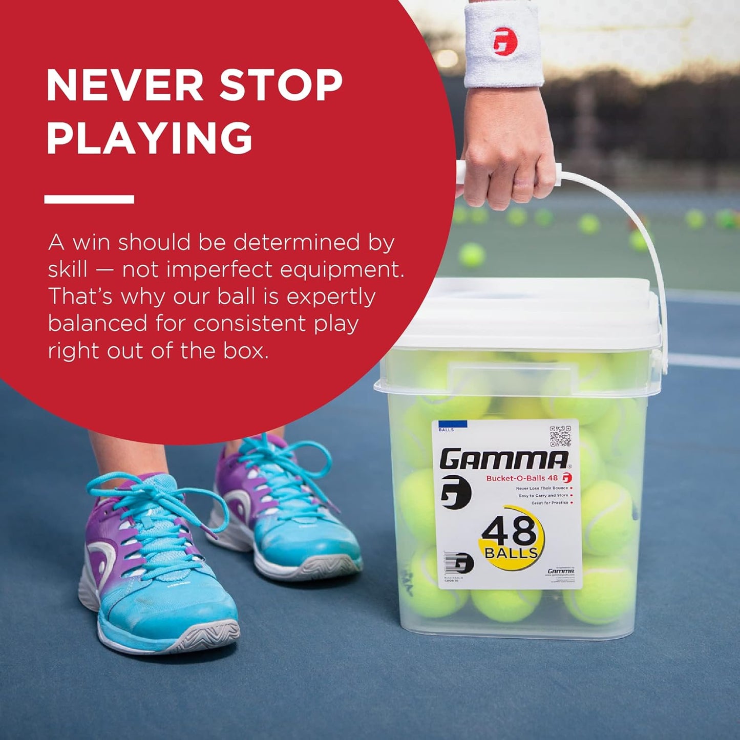 Sports Pressureless Tennis-Balls Bucket, Bulk Tennis Balls, Premium Tennis Accessories, Pack of 48